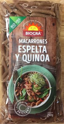 Macarrones Espelta y Quinoa front packaging