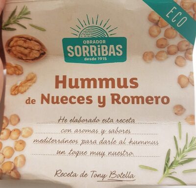 Hummus de nueces y romero front packaging