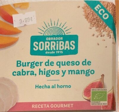 Burger de queso de cabra, higos y mango front packaging