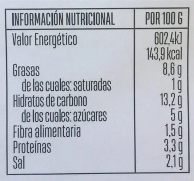 Boloñesa 100% Vegetal nutrition facts table