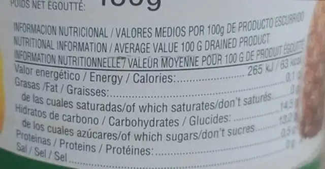 cocktail de frutas nutrition facts table