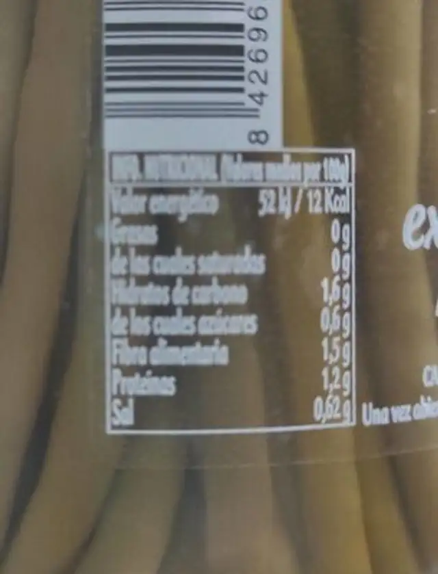 Judía extra fina primera nutrition facts table