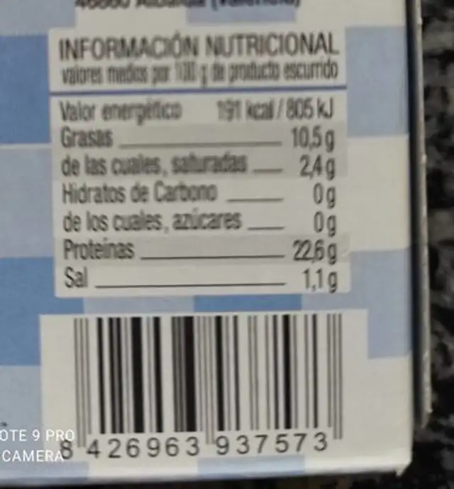 Agujas en aceite de girasol nutrition facts table
