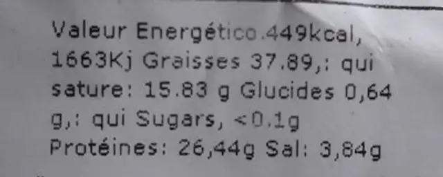 Fuet saucisson artisanal nutrition facts table