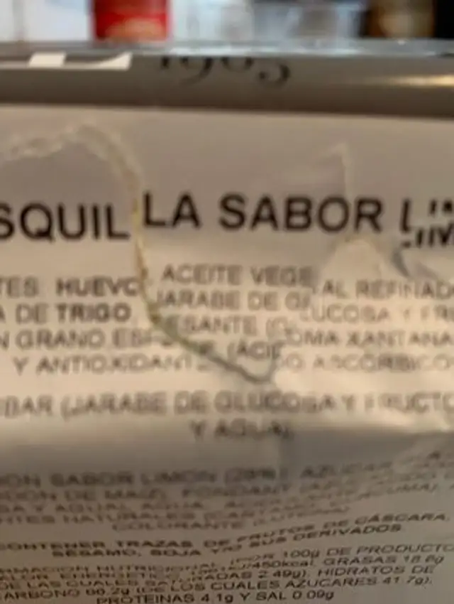 Rosquillas sabor limon ingredients label