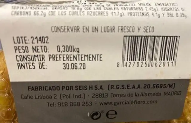 Rosquillas sabor limon nutrition facts table