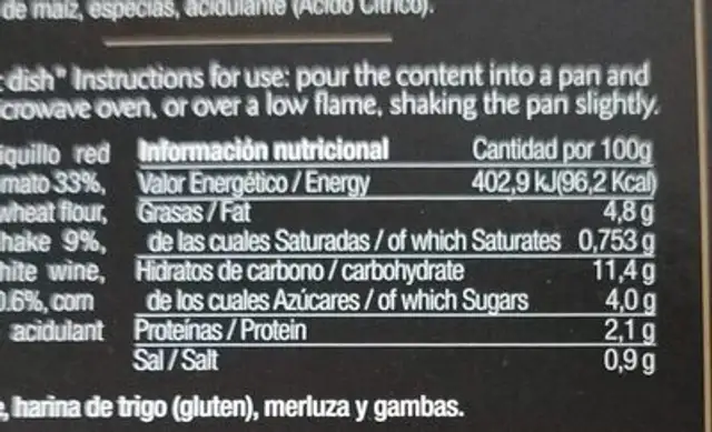 Pimientos del piquillo nutrition facts table