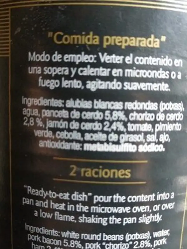 Unknown ingredients label