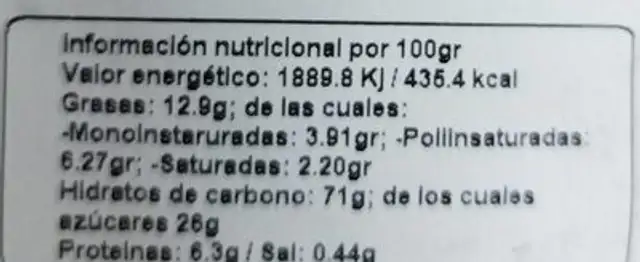 Roscos de naranja nutrition facts table
