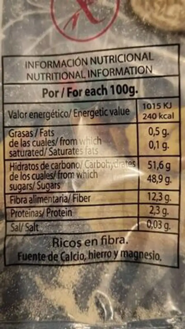 Higos Secos nutrition facts table