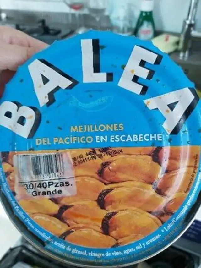 Mejillones en escabeche ingredients label