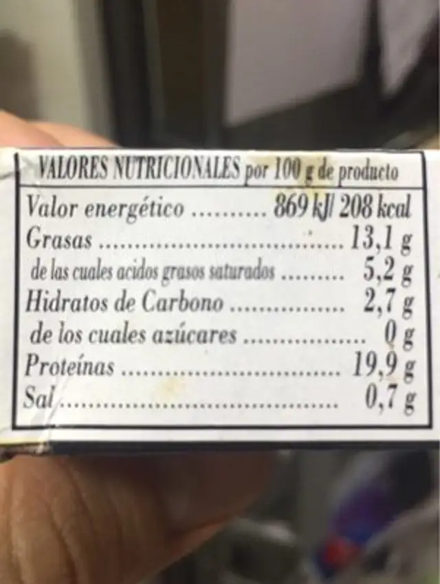 Mejillones en escabeche nutrition facts table