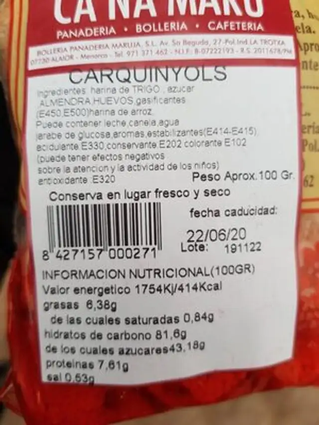 Unknown ingredients label