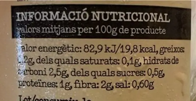 Esparrecs nutrition facts table