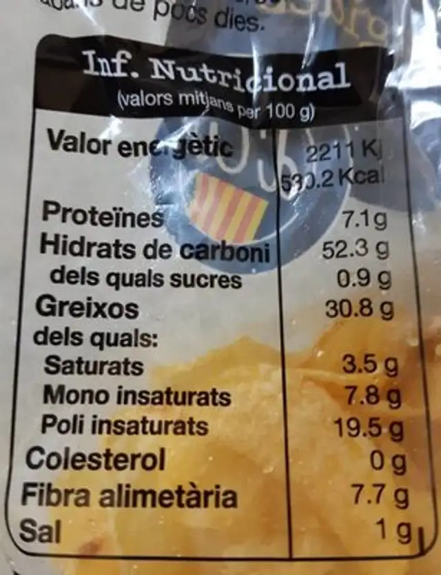 Patates artesanes fregides nutrition facts table