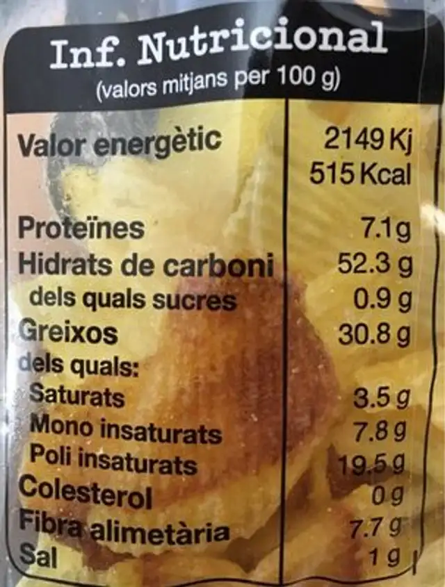 Patates artesanes fregides nutrition facts table