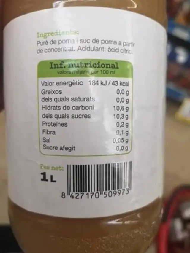 Suc Poma nutrition facts table