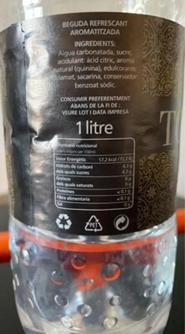 Tonica nutrition facts table