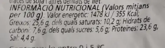 Llonganissa cular Esp nutrition facts table