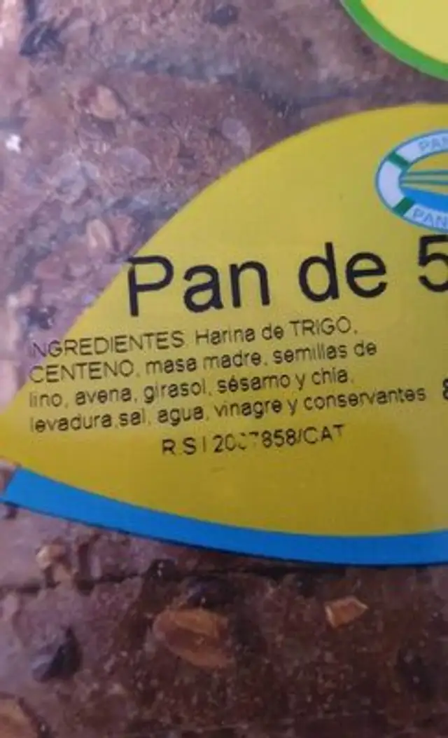 Pan de 5 semillas nutrition facts table