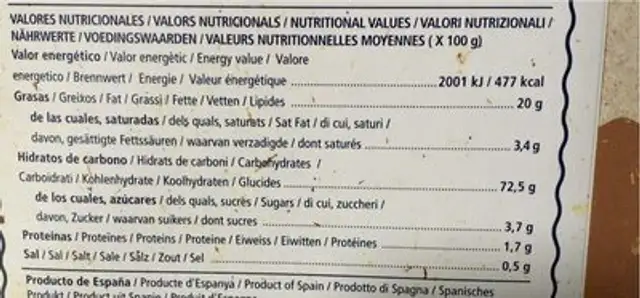 Yuca nutrition facts table