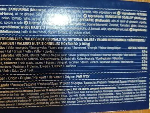 Zamburiñas Gallega Espinaler nutrition facts table