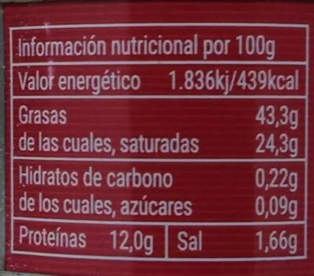 Paté picant nutrition facts table
