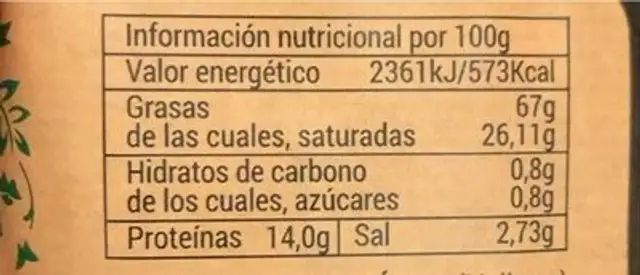 Sobrasada de Mallorca Bio nutrition facts table