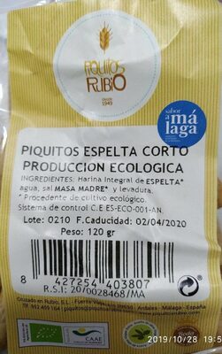 Piquitos Espelta Corto Producción Ecológica