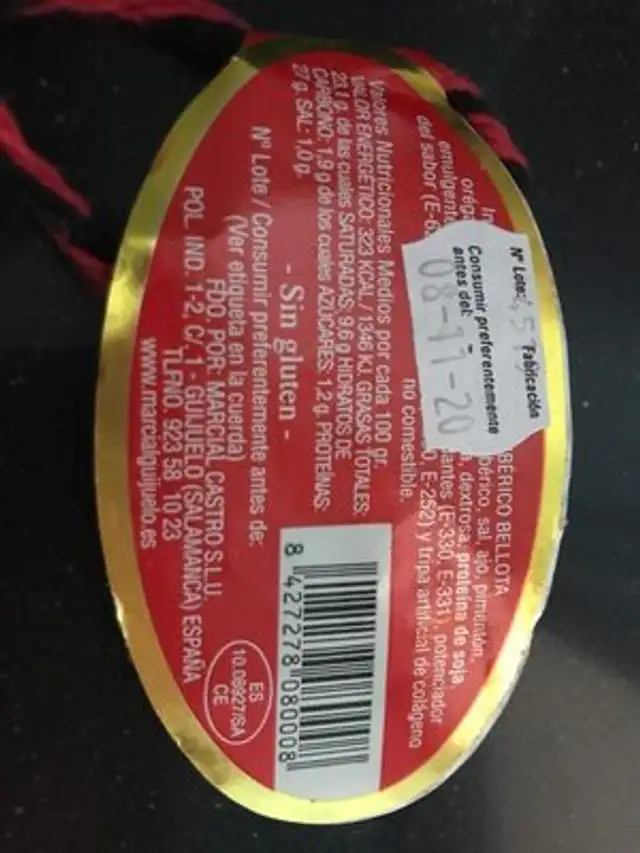 Unknown nutrition facts table
