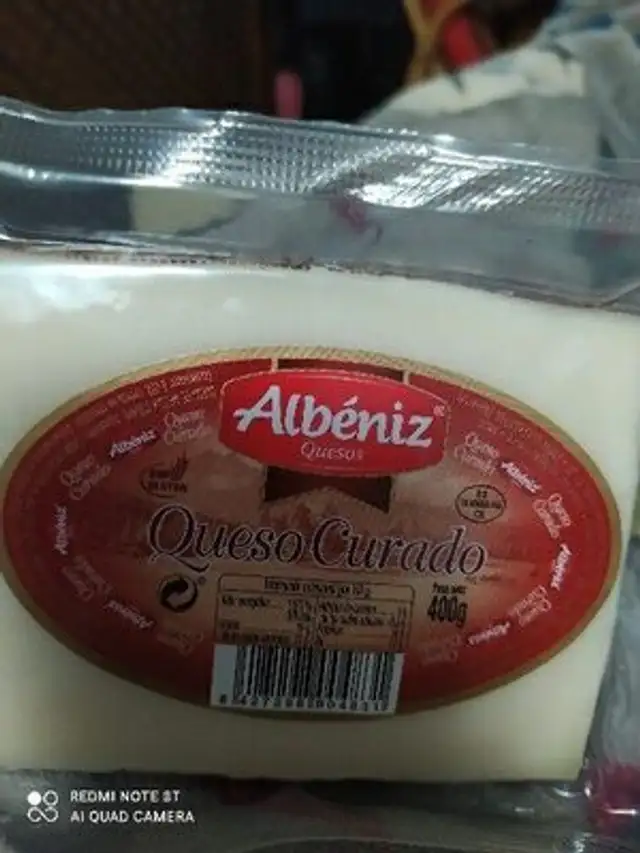 Queso curado ingredients label