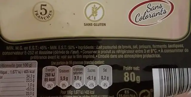 fromage de brebis ingredients label