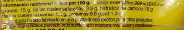 Empanado de pechuga de pollo nutrition facts table