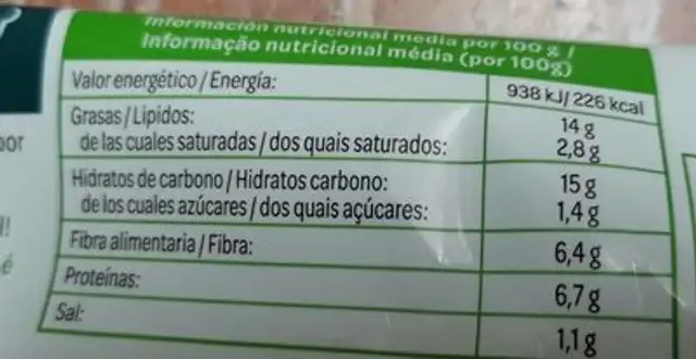 Extra Crispy Burger proteina 100% vegetal nutrition facts table