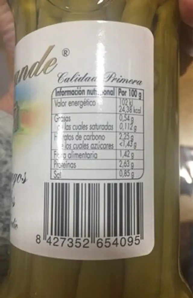 Casagrande Asparges Grønn nutrition facts table