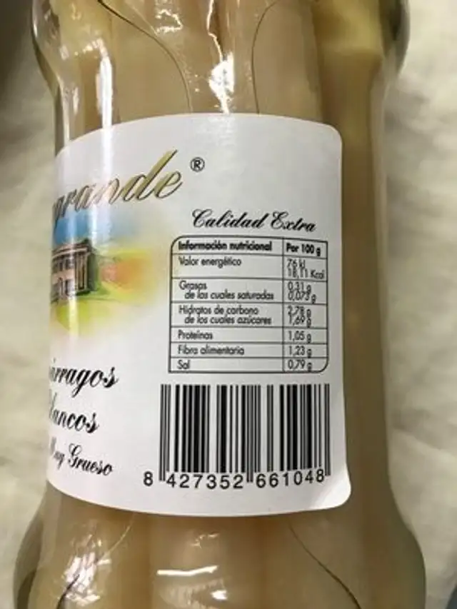 Casagrande Esparragos blancos nutrition facts table