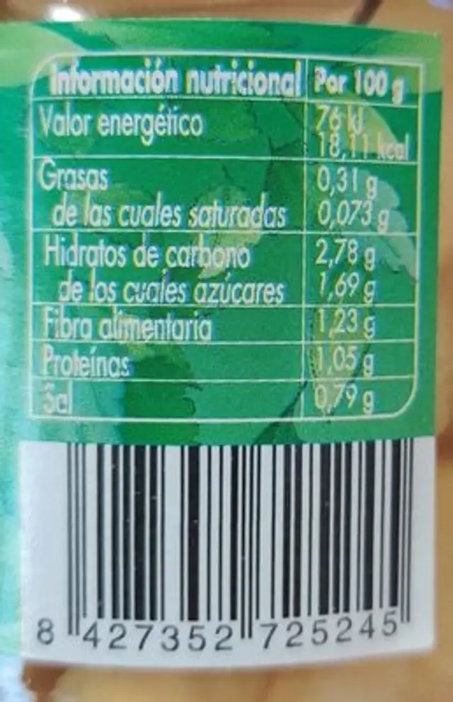 Yemas espárragos blancos nutrition facts table