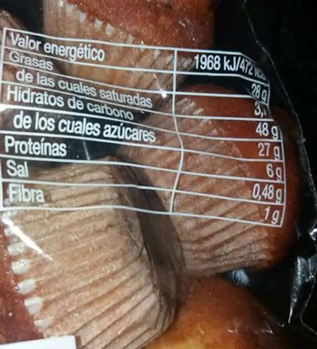 Magdalenas ATABAL nutrition facts table