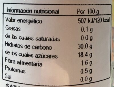 Crema de albaricoque nutrition facts table