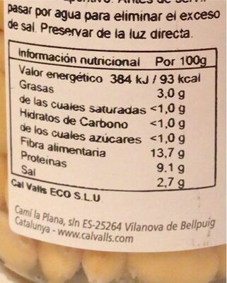 Altramuces nutrition facts table