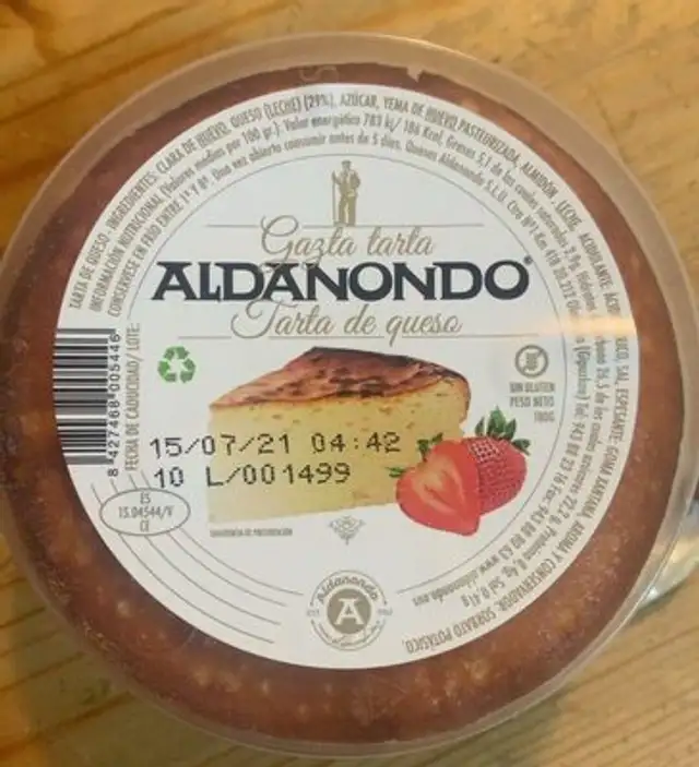Tarta de queso nutrition facts table