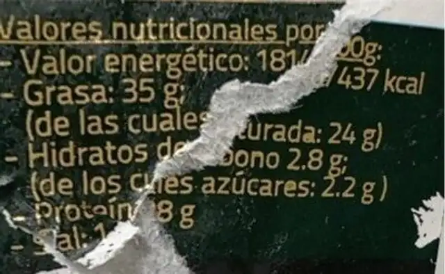 Queso Oveja y vaca nutrition facts table