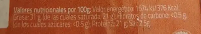 Queso de cabra nutrition facts table