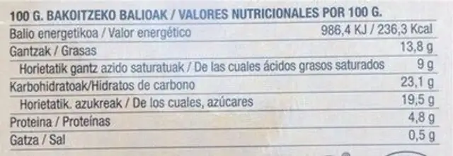 Tarta de queso con gotas de chocolate nutrition facts table
