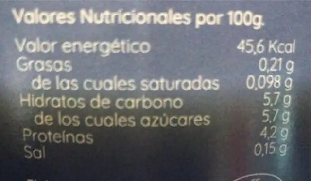 Yogur natural cremoso nutrition facts table