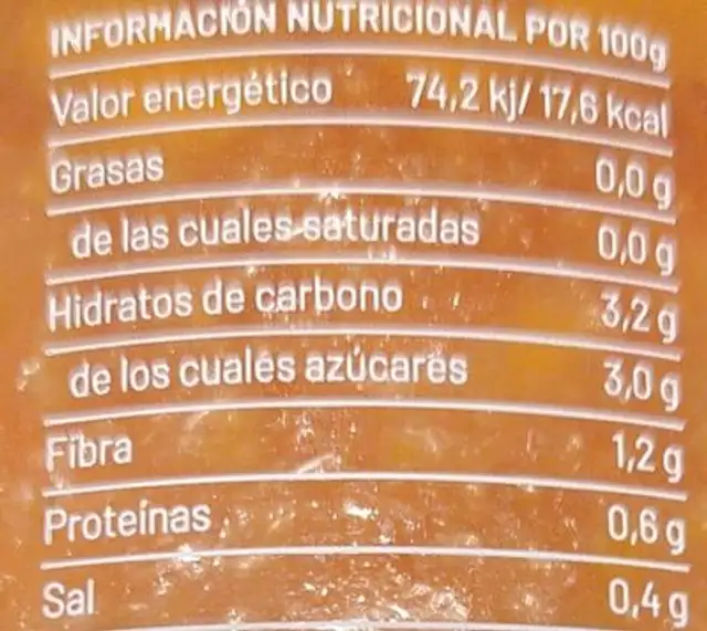 Tomate natural nutrition facts table