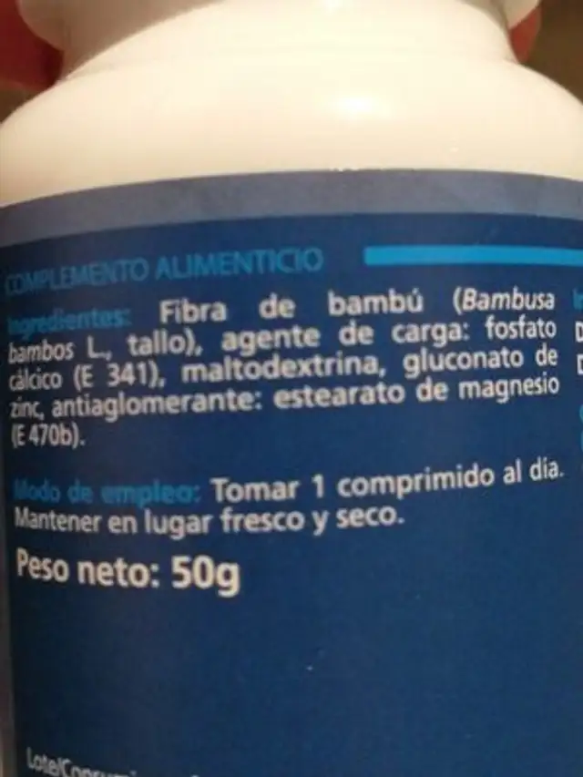 Zinc ingredients label