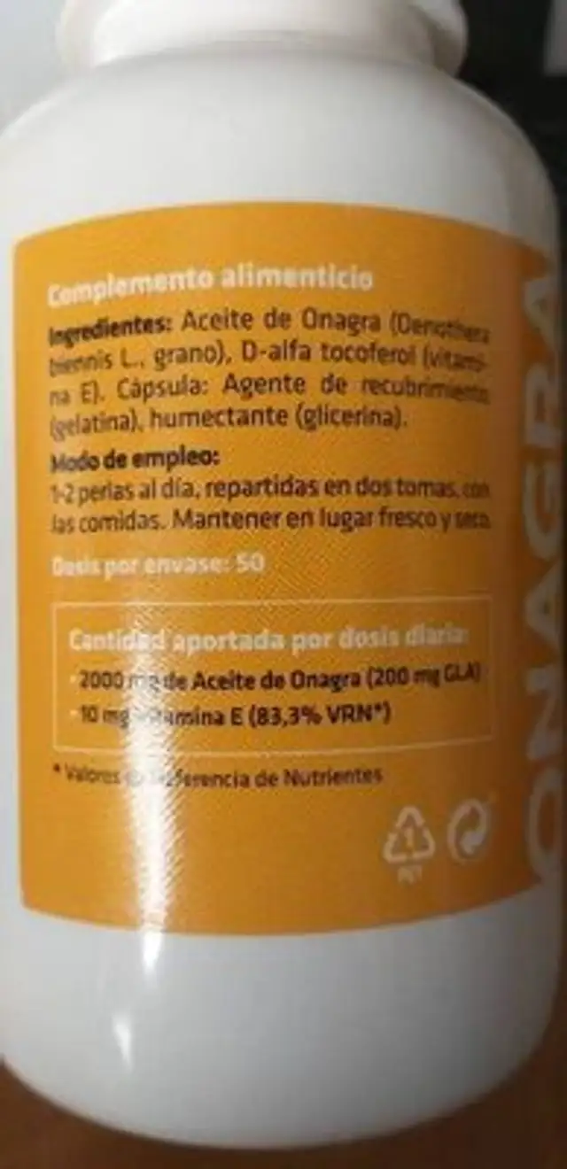 Aceite de Onagra ingredients label
