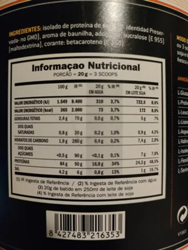 Proteína de soja ingredients label