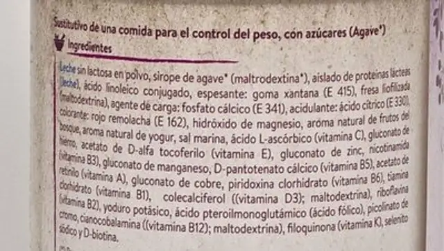 Unknown ingredients label